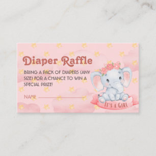 Carte D'accompagnement C'est une fille éléphant Pink Diaper Ticket