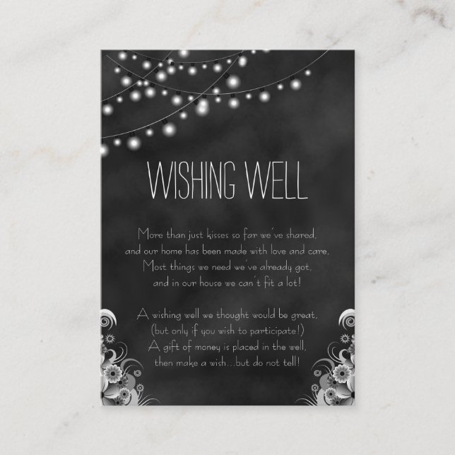 Carte D'accompagnement Chaîne Lights Black Chalkboard Wise well (Devant)