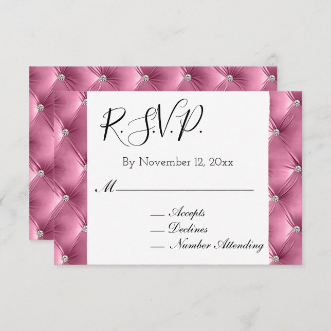 Carte D'accompagnement Chaleureux Chic Soft Rose Faux Velvet Mariage RSVP (Devant / Derrière)