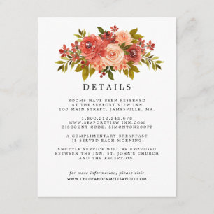 Carte D'accompagnement Chaleureux Couleurs d'automne Floral Mariage Détai