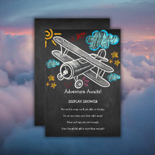 Carte D'accompagnement Chalkboard Adventure Attend le Baby shower d'avion