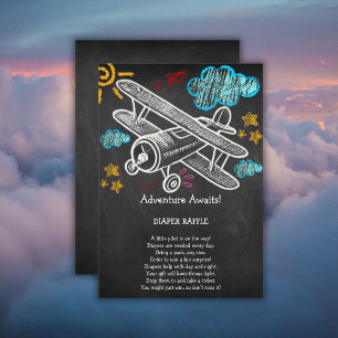 Carte D'accompagnement Chalkboard Adventure Attend le Baby shower d'avion