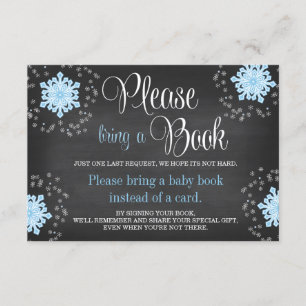 Carte D'accompagnement Chalkboard Blue Snowflake Baby shower Apportez un