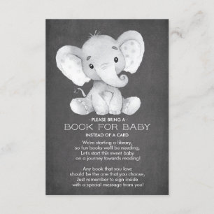 Carte D'accompagnement Chalkboard Elephant Baby shower Book for Baby Card