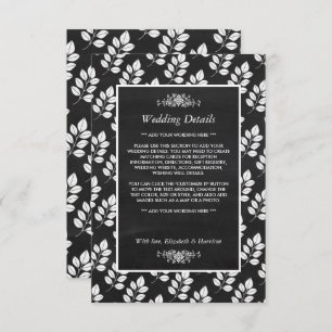 Carte D'accompagnement Chalkboard Floral Leaf Mariage Détail