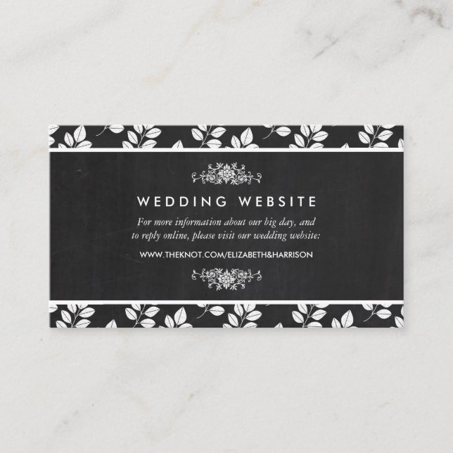Carte D'accompagnement Chalkboard Floral Leaf Mariage Website (Devant)