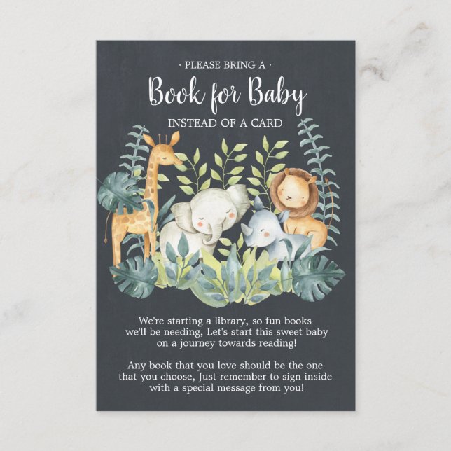 Carte D'accompagnement Chalkboard Jungle Baby shower Book for Baby Card (Devant)