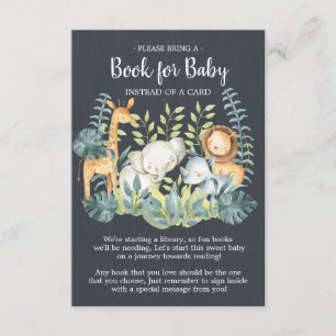 Carte D'accompagnement Chalkboard Jungle Baby shower Book for Baby Card