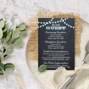 Carte D'accompagnement Chalkboard Lights Aqua Mariage Informations client