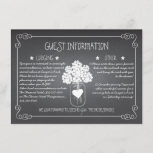 Carte D'accompagnement Chalkboard Mason Jar Rustic Guest Card