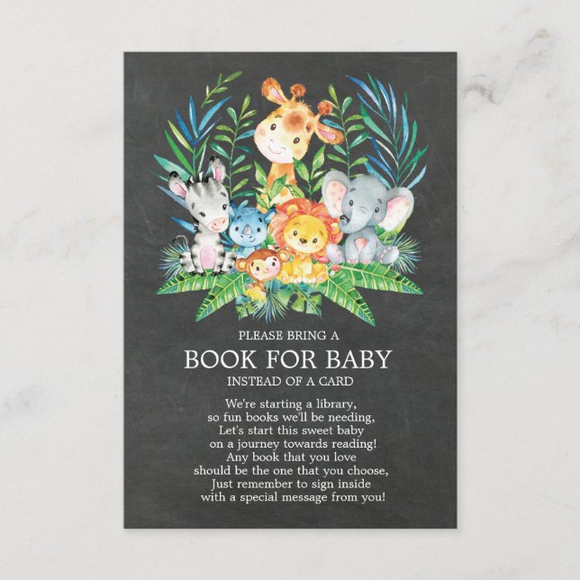 Carte D'accompagnement Chalkboard Safari Jungle Baby shower Book pour béb (Devant)