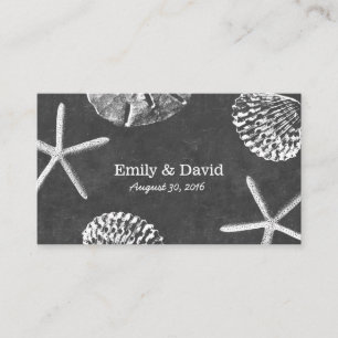Carte D'accompagnement Chalkboard Seashells Beach Wedding Website Inserti