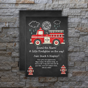 Carte D'accompagnement Chalkboard Sonne l'alarme ! Baby shower de camion-