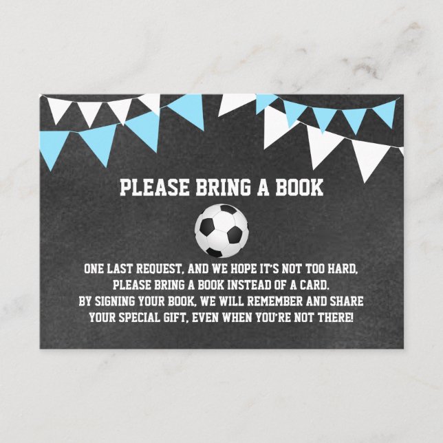 Carte D'accompagnement Chalkboard Sports SOCCER Apportez un baby shower L (Devant)