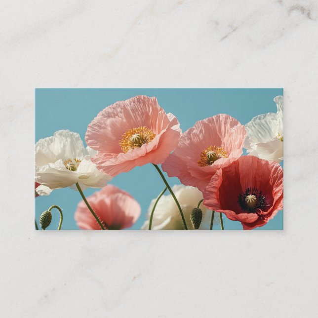 Carte D'accompagnement Champ de pavots contre un ciel bleu doux (Devant)