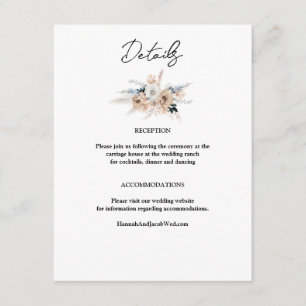Carte D'accompagnement Champagne bleu Dusty Floral Boho Mariage