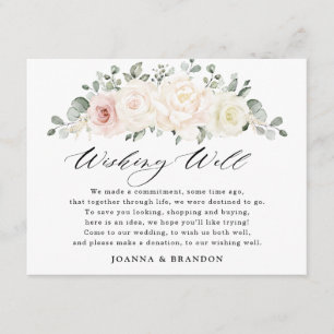 Carte D'accompagnement Champagne Ivory Blush rose Floral Wishing well