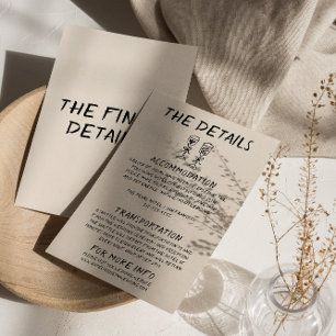 Carte D'accompagnement Champagne tirée à la main Retro Détails du Mariage