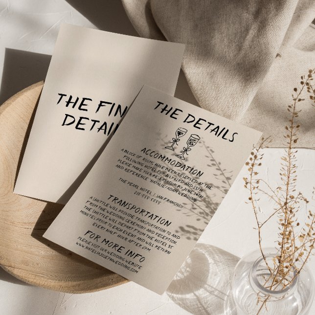 Carte D'accompagnement Champagne tirée à la main Retro Détails du Mariage (Créateur téléchargé)