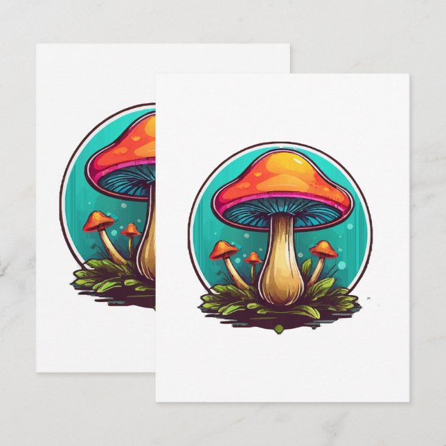 Carte D'accompagnement Champignons Magiques Colorés (Devant / Derrière)