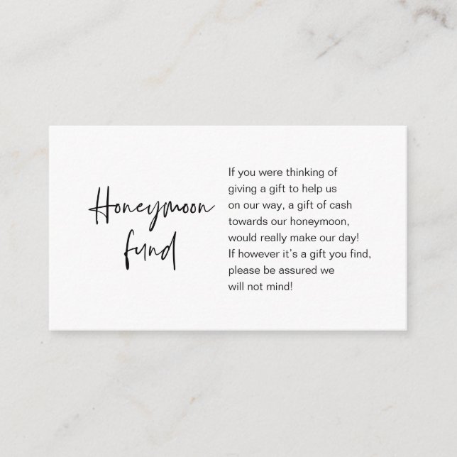 Carte D'accompagnement Chance ou fonds de lune de miel, Script moderne (Devant)