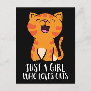 Carte D'accompagnement Chandail Just a Girl qui aime les chats
