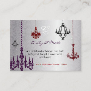 Carte D'accompagnement Chandeliers en noir violet argenté Mariage damassé