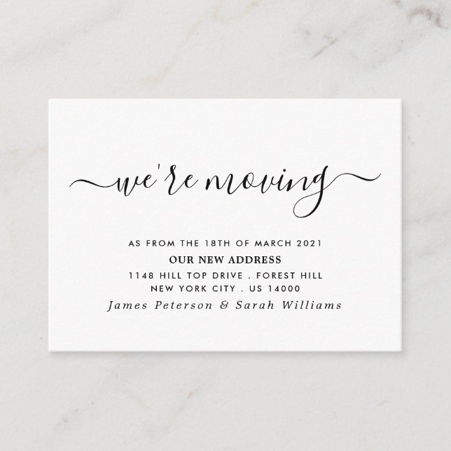 Carte D'accompagnement Changement d'adresse de script simple (Devant)