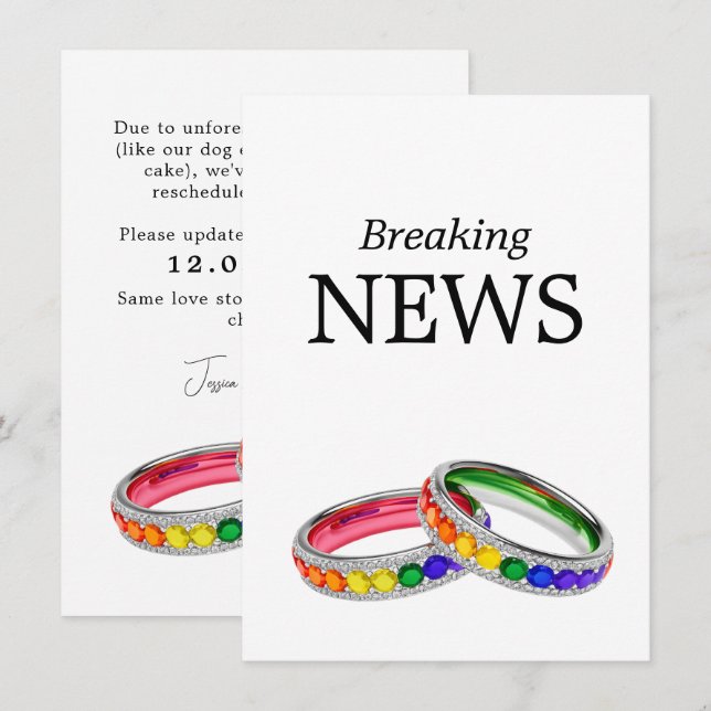 Carte D'accompagnement 🌈 Changement de date drôle Intertwined in Pride (Devant / Derrière)