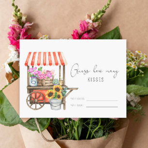 Carte D'accompagnement Chariot de fleurs - Devinez combien de baisers jeu