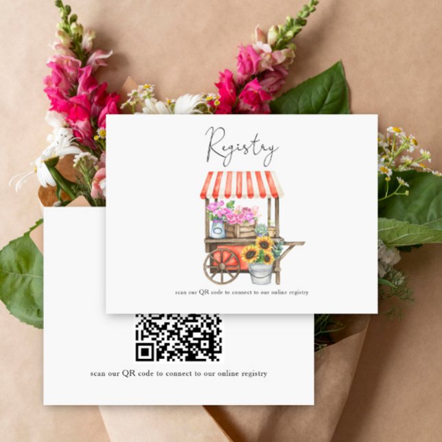 Carte D'accompagnement chariot de fleurs shower de mariage code QR pour l (Créateur téléchargé)