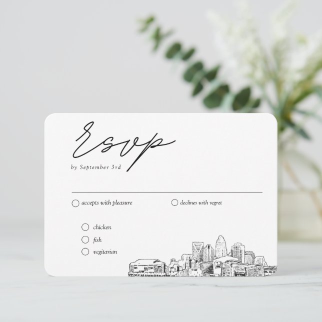Carte D'accompagnement Charlotte Mariage traditionnel RSVP Options de rep (Debout devant)
