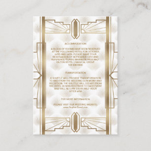 Carte D'accompagnement Charm Gold Great Gatsby Art Déco Détails du Mariag