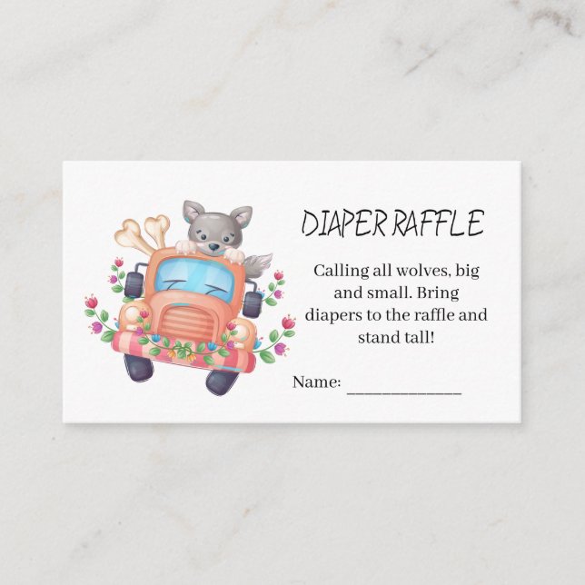 Carte D'accompagnement Charme Baby shower de loup gris doux Raffin de cou (Devant)