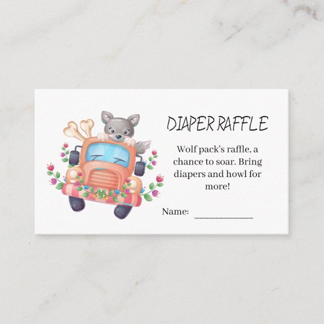 Carte D'accompagnement Charme Baby shower de loup gris doux Raffin de cou (Devant)