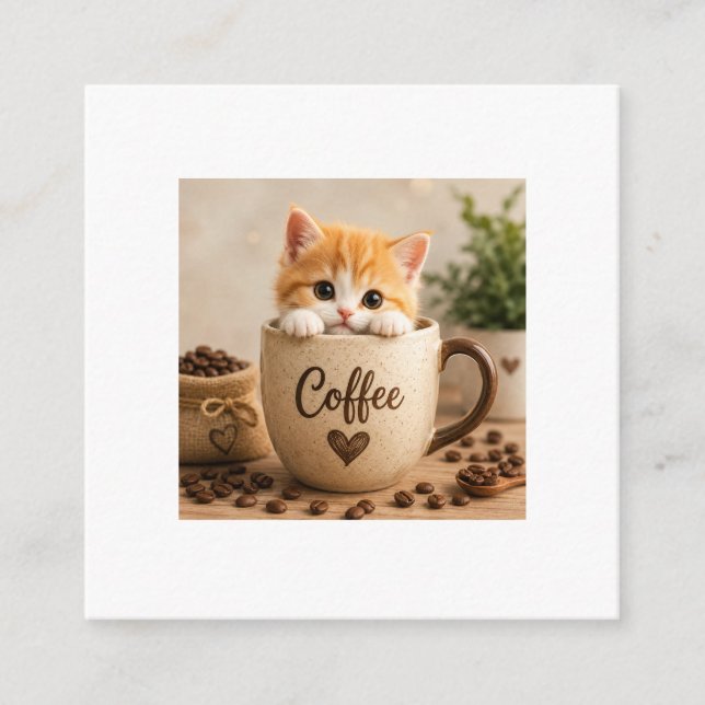 Carte D'accompagnement Charme de chaton dans une tasse de café (Devant)