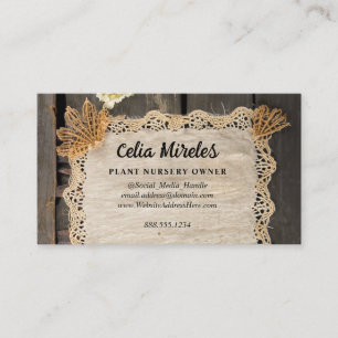 Carte D'accompagnement Charme rustique Burlap & Lace Barn Wood QR Code