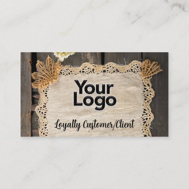 Carte D'accompagnement Charme rustique Burlap & Lace Grange Bois (Dos)