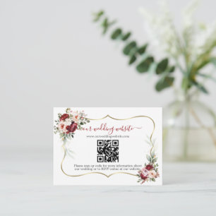 Carte D'accompagnement Charming Burgundy Flowers QR Code Mariage