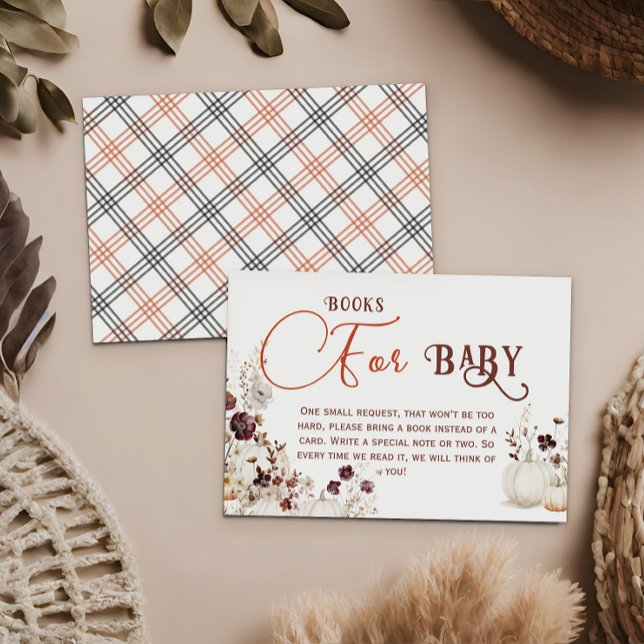 Carte D'accompagnement Charming Ivory Citrouille Floral Livres pour bébé (Créateur téléchargé)