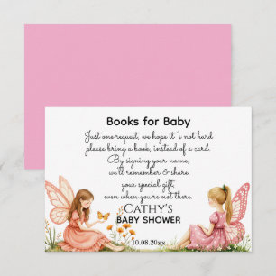 Carte D'accompagnement Charming Pink Fairies Books for Baby shower
