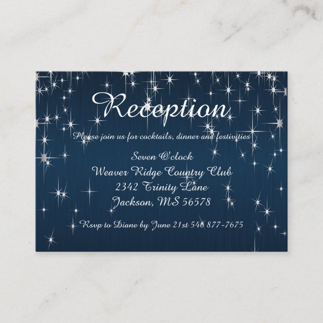 Carte D'accompagnement Charming Star Struck Mariage | bleu marine (Devant)