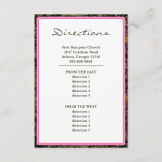 Carte D'accompagnement Chasse Camo Rose Custom Wedding Directions