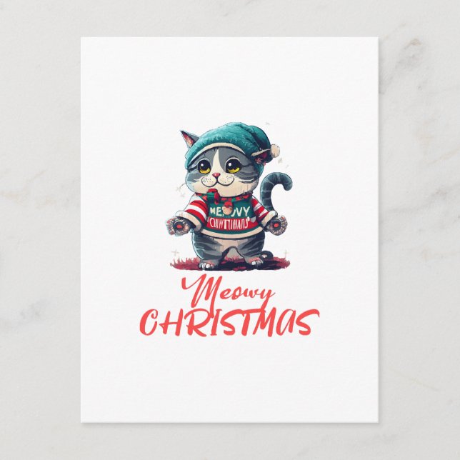 Carte D'accompagnement Chat de Noël  (Devant)