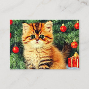 Carte D'accompagnement Chat de Noël Vintage