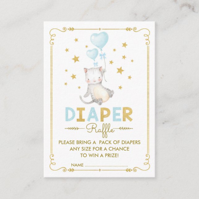 Carte D'accompagnement Chat Déchets Raffle Garçon Kitten Bleu Or Bébé Ins (Devant)