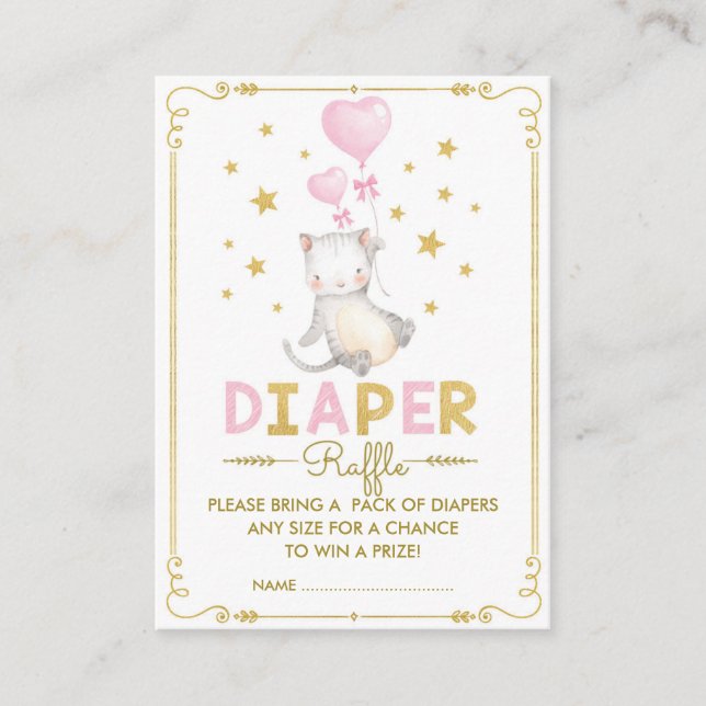Carte D'accompagnement Chat Déchets Raffle Girl Kitten Rose Gold Star Bab (Devant)