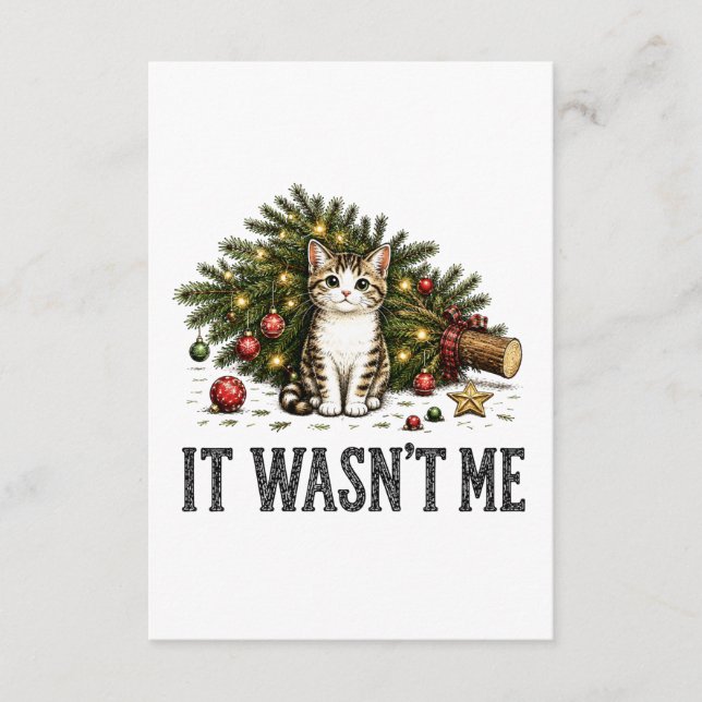 Carte D'accompagnement Chat drôle de Noël Ce n'était pas moi (Devant)