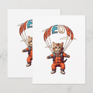 Carte D'accompagnement Chat drôle de parachutisme