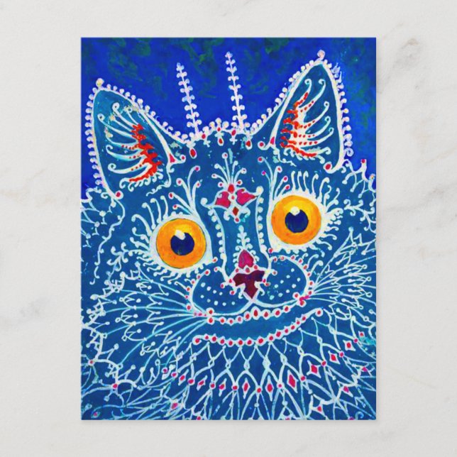 Carte D'accompagnement Chat gothique bleu (Devant)